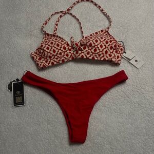 Wild Fable Red & White Geometric Bikini top 34B and sherry dc bottom size L